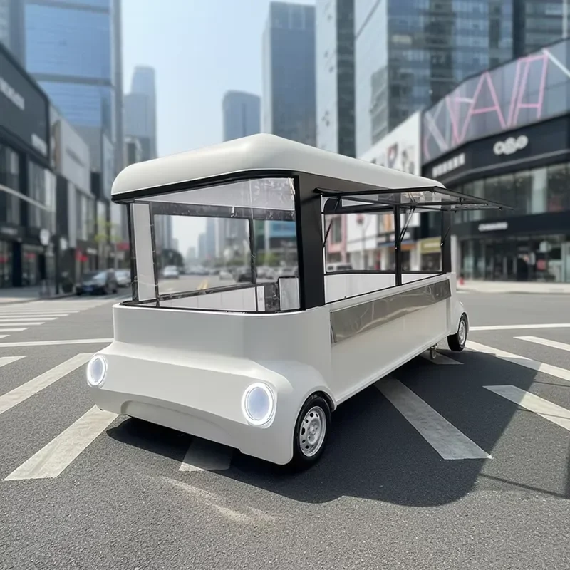 for Mobile Coffee Hot Dog Snack Trailer Stainless Steel Aluminum Frame Built-in Heater Rust Resistant Food Cart Vendor
