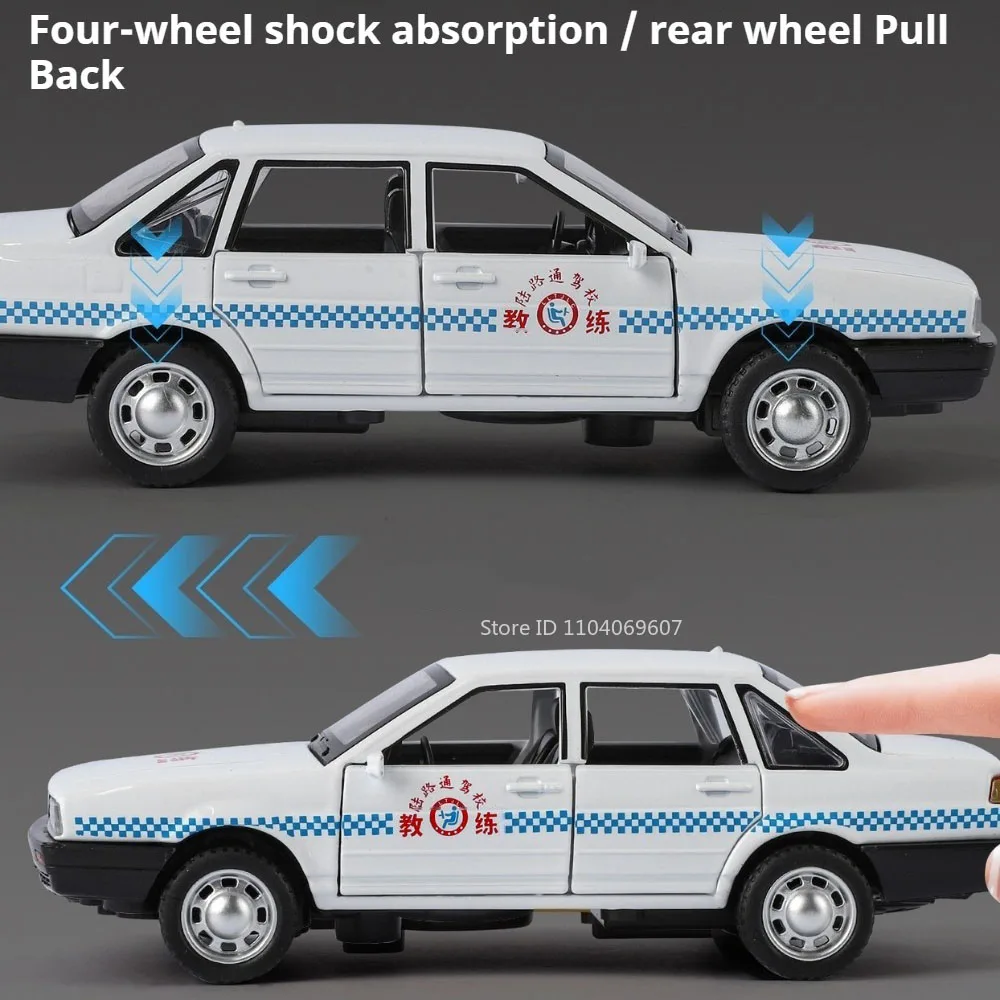 نموذج سيارة سانتانا بمقياس 1:32، لعبة سيارة معدنية بهيكل بلاستيكي، نماذج سيارات شرطة عالية المحاكاة بأبواب قابلة للفتح، هدايا للأولاد