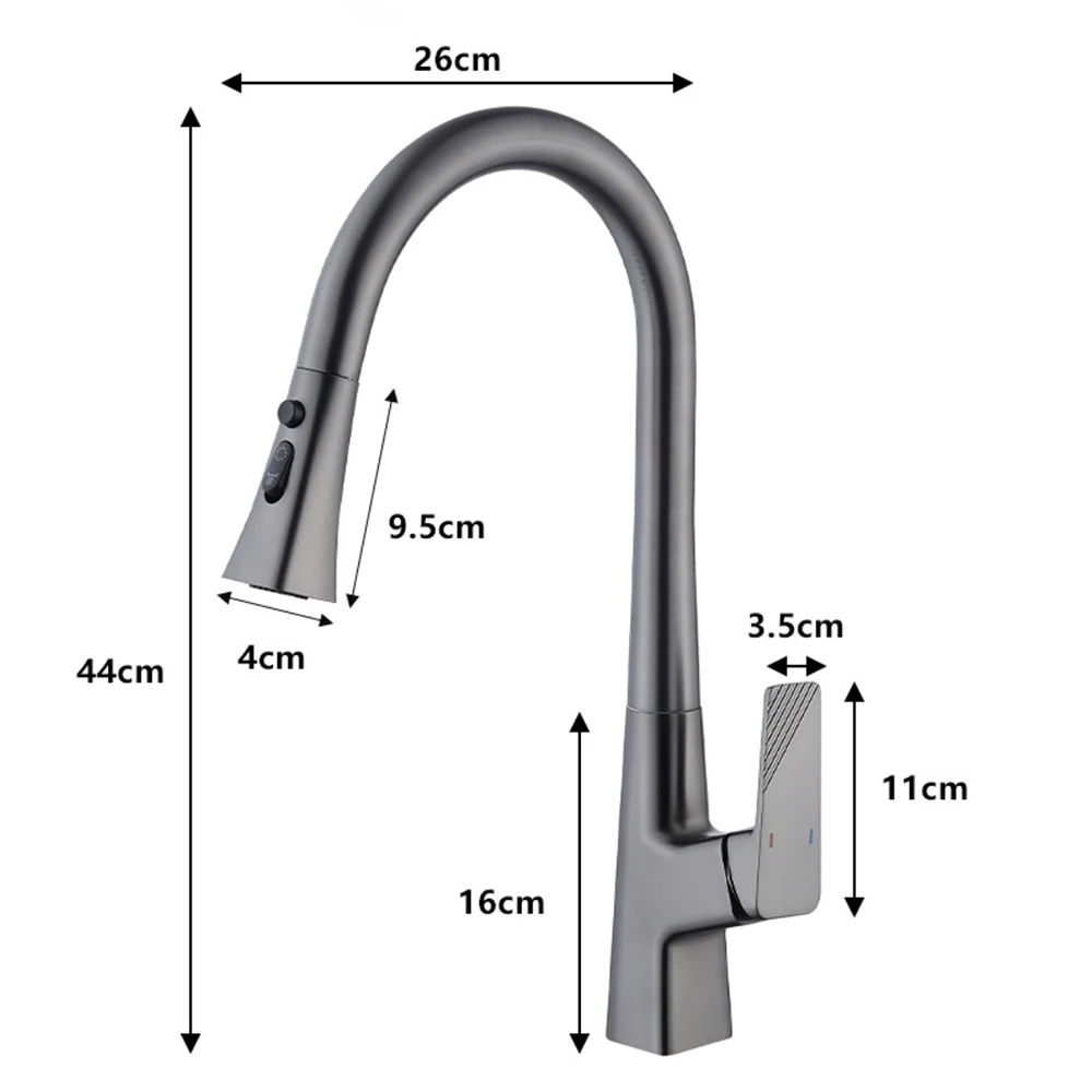 304 Stainless Steel Kitchen Basin Faucet and the Body treated with Aqueous Chromium Plating,3 Ways Water Out , Hose Pulling Down
