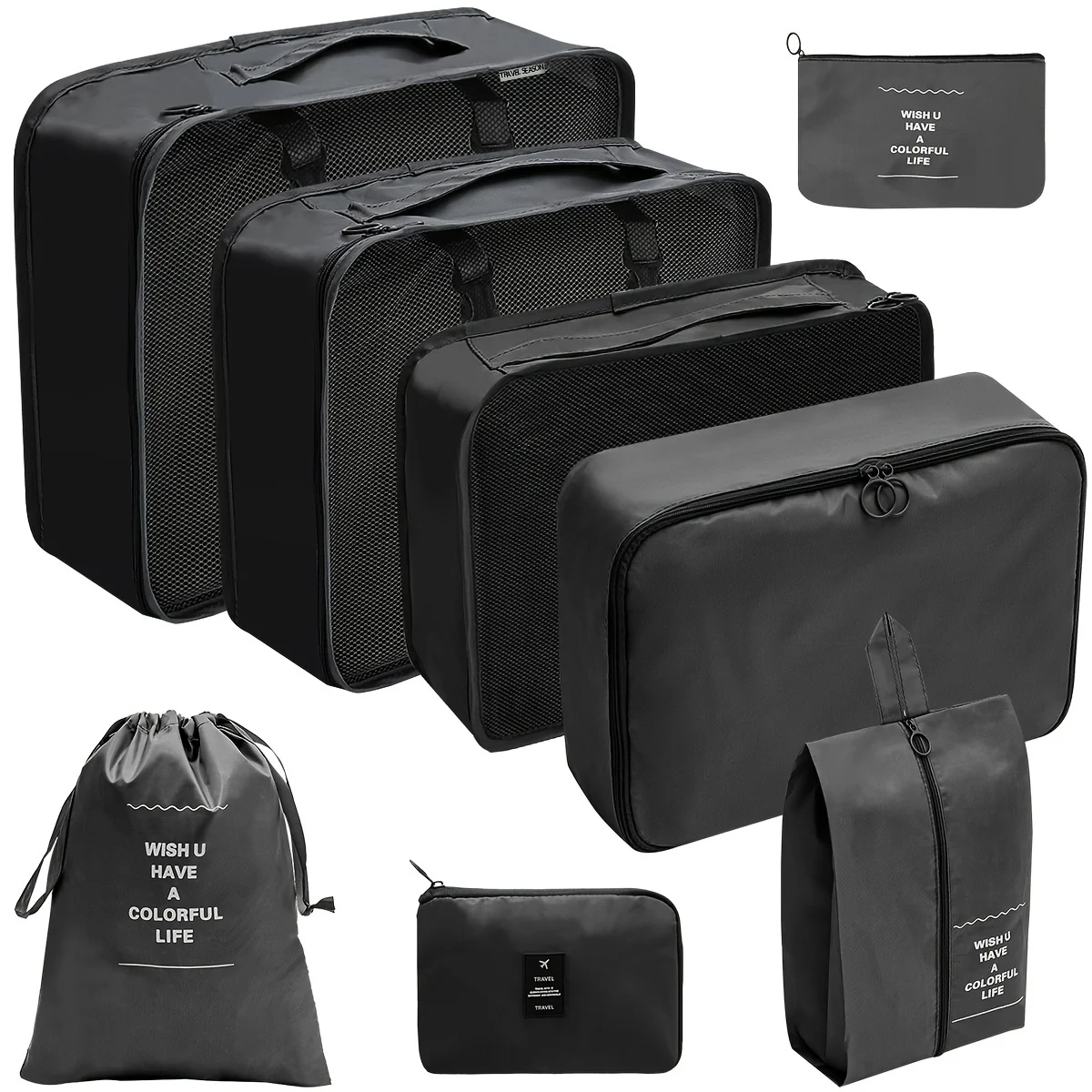 8-piece Travel Organizer Set, Durable Packing Cubes, Luggage Sorting Bags, Dual Texture, Thickened  For Trip , Electronics & Clo