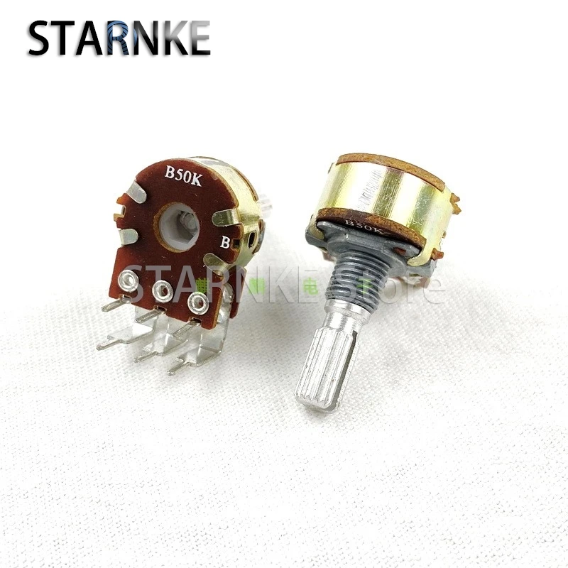 2PCS Type 16 B50K 6-pin Double Vertical bent-foot Computer Speaker Amplifier Audio High And Low Volume Potentiometer