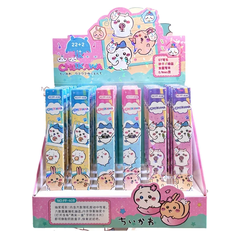 6pcs Chiikawa Anime Peripheral Blind Box Press Pen Cartoon Cute Usagi Brushing Questions Student Neutral Pen Stationery