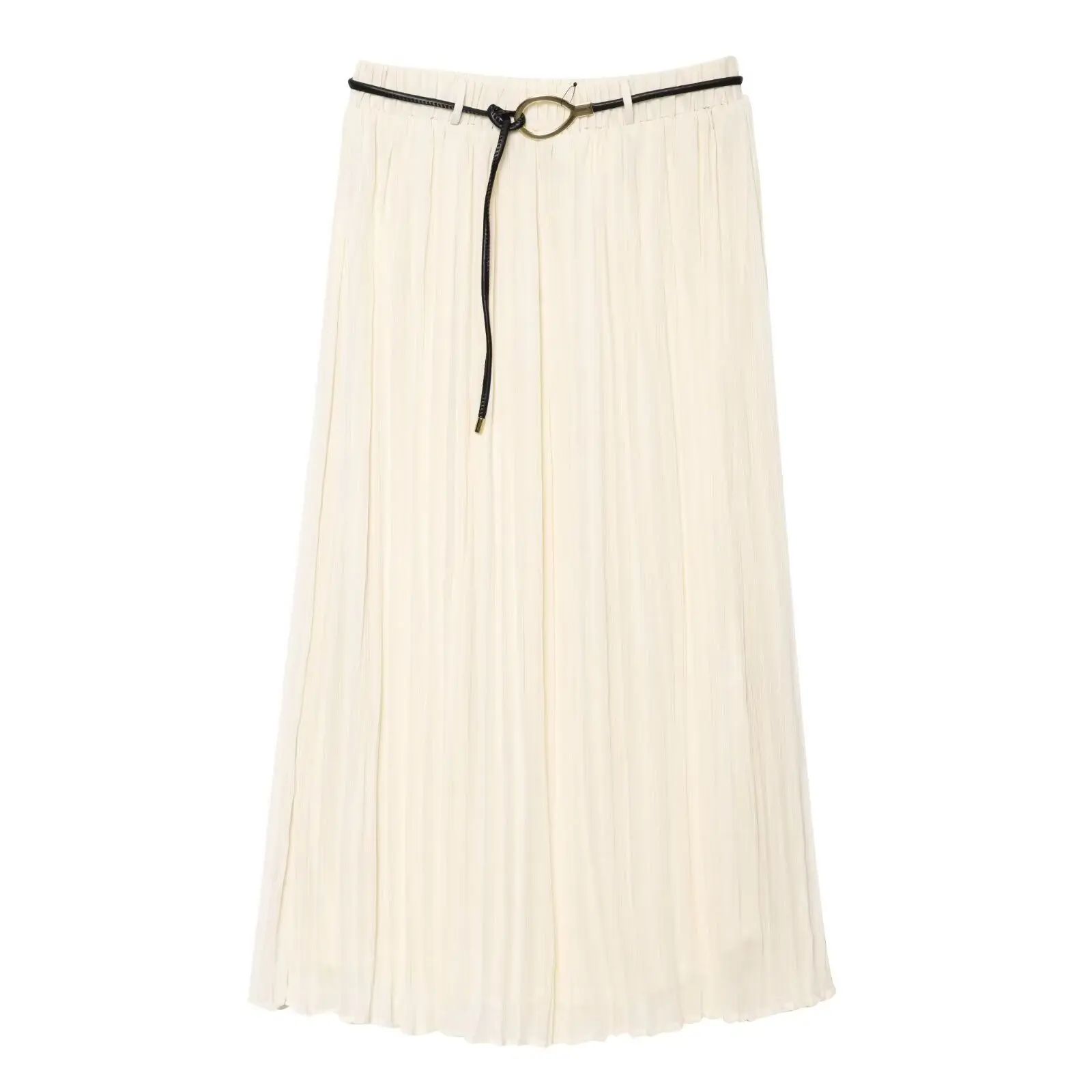 

Topenomi Casual Skirt Women 2025 Summer Temperament Belt High Waisted Pleated Long Skirts Simple Fashion Versatile Faldas Юбка