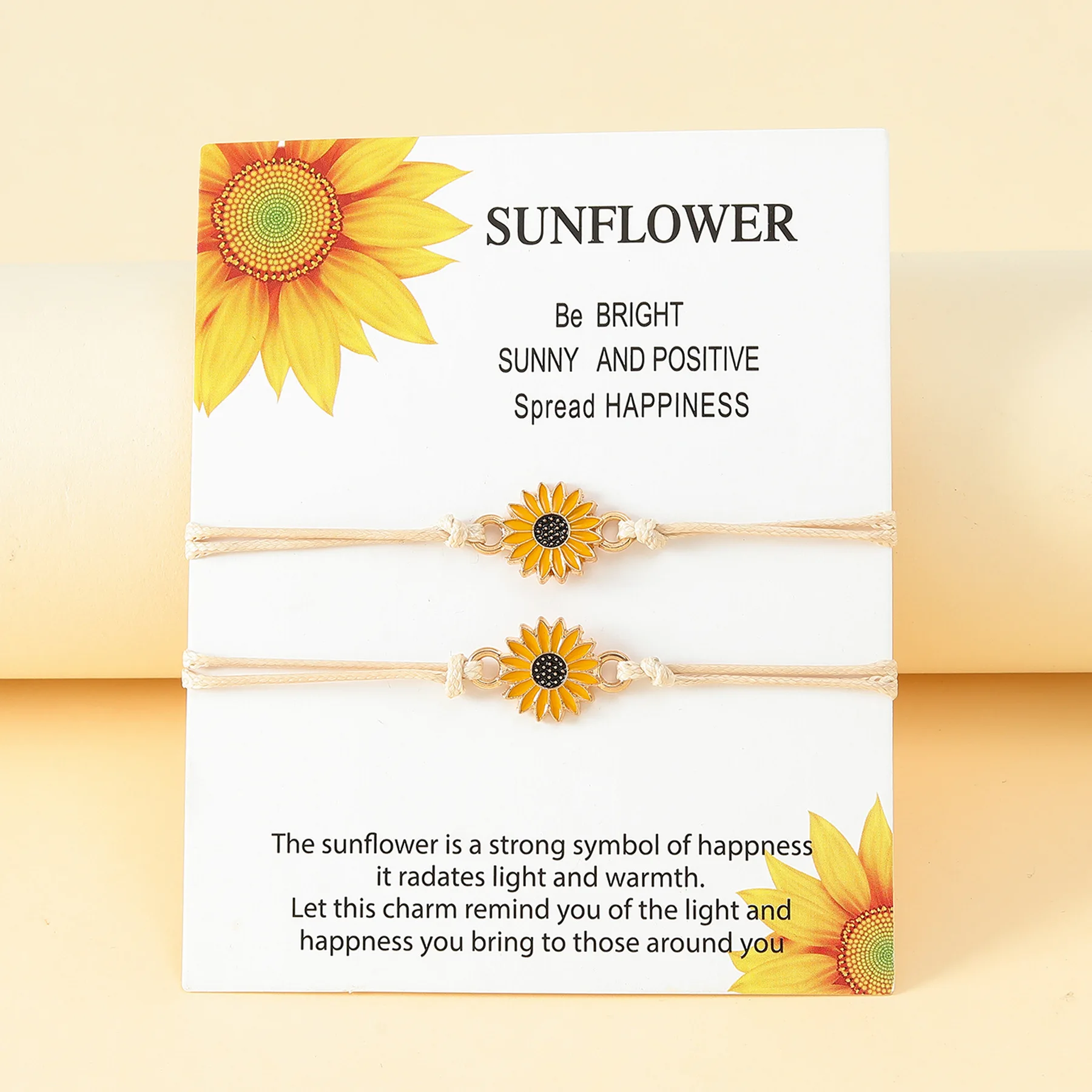 Fashion Trend Sunflower Alloy Drip Oil Hand Knitted Bracelet Hot Sale for Men and Women Gift Hot Sale