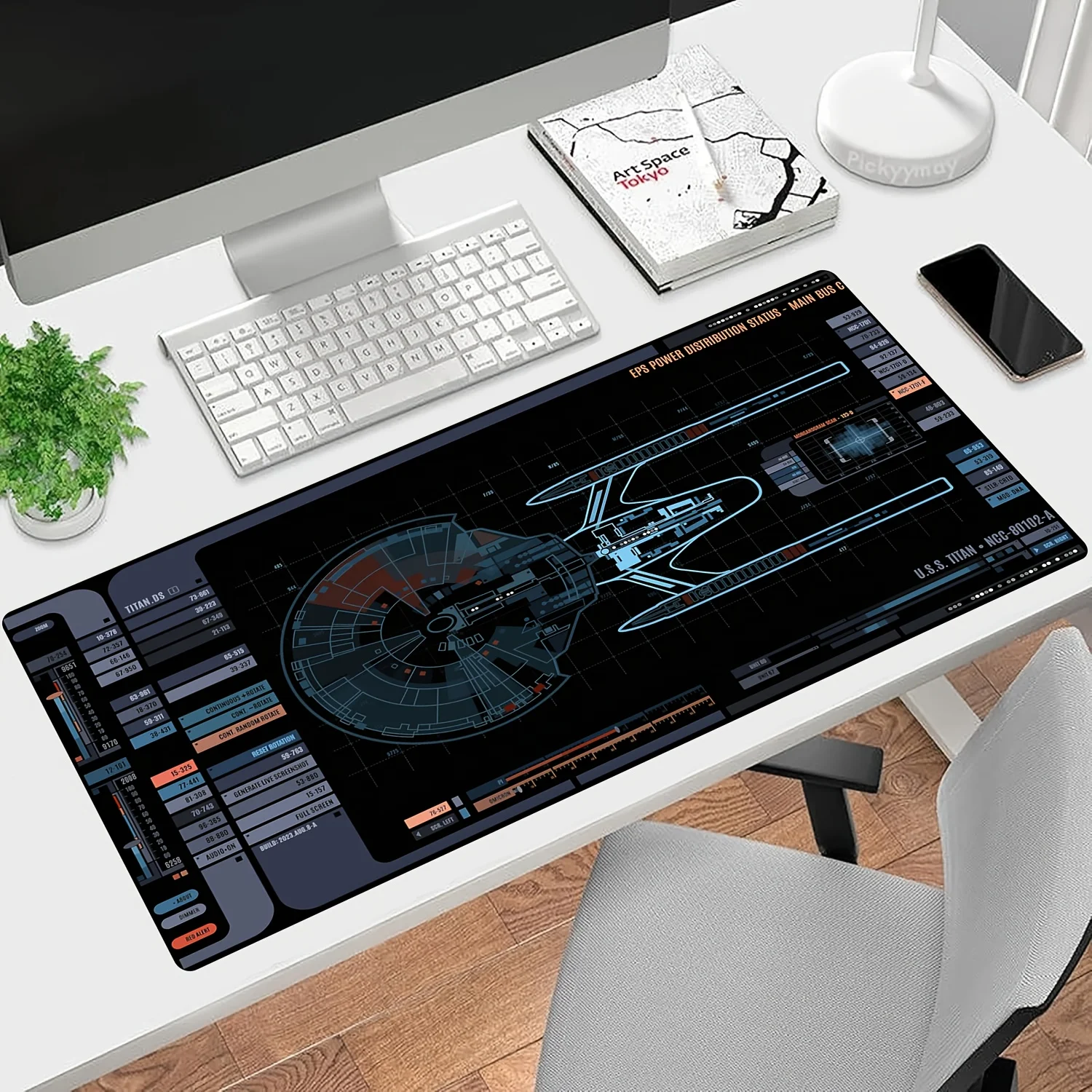 1pc Sci-fi Explorer System Large Rectangular Mouse Pad, Non-slip Rubber Base, with Seam Edges, Suitable for Offices and Homes