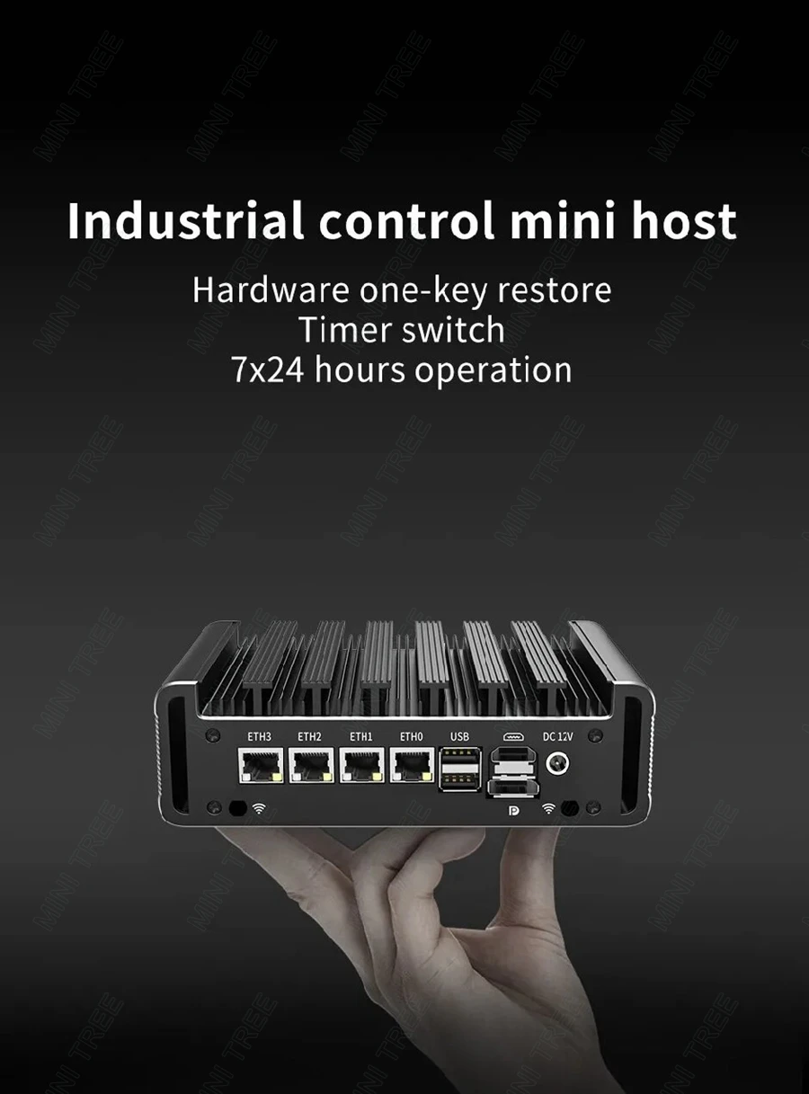 Intel Celeron J6412 Quad Core Home Office Mini Soft Router 4*2.5G LAN 2xCOM Controllo industriale IoT TPM2.0 Compatibile Linux 4G