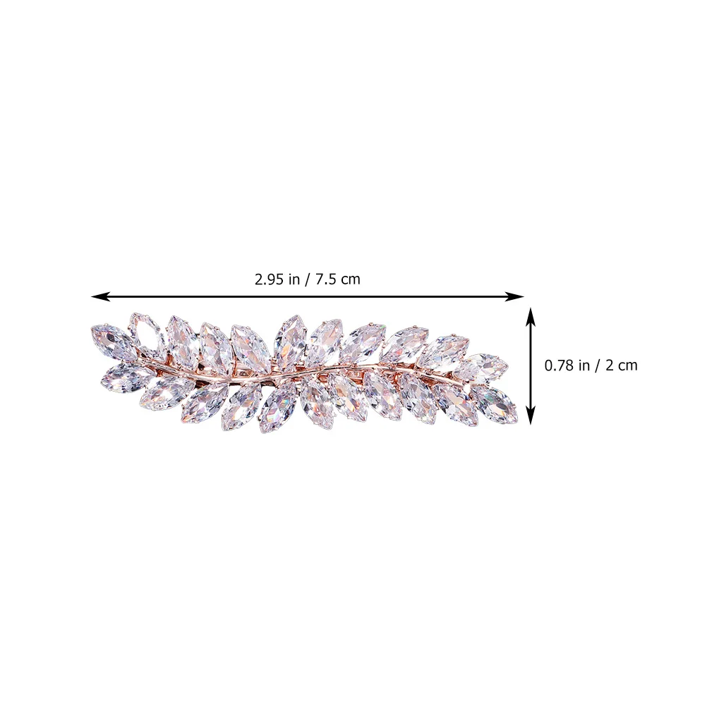 

1pc Rhinestone Clip Elegant Lightweight Leaf Design Zircon Clamp For Women Party Hair Decoration Fashion Hair Accessory