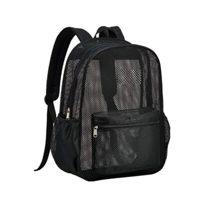 Mochila de malla transparente para hombre y mujer, morral de viaje de gran capacidad, informal, ideal para ir a la playa