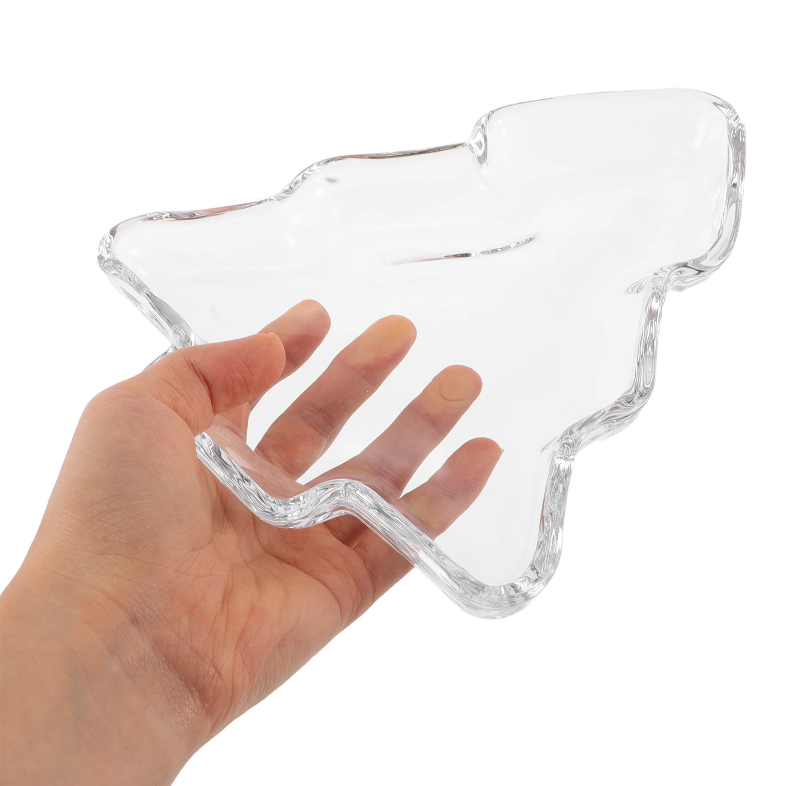 

Transparent Crystal Glass Christmas Tree Fruit Plate Large Serving Tray Holiday Candy Dry Fruit Platter Snack Dessert Appetizers