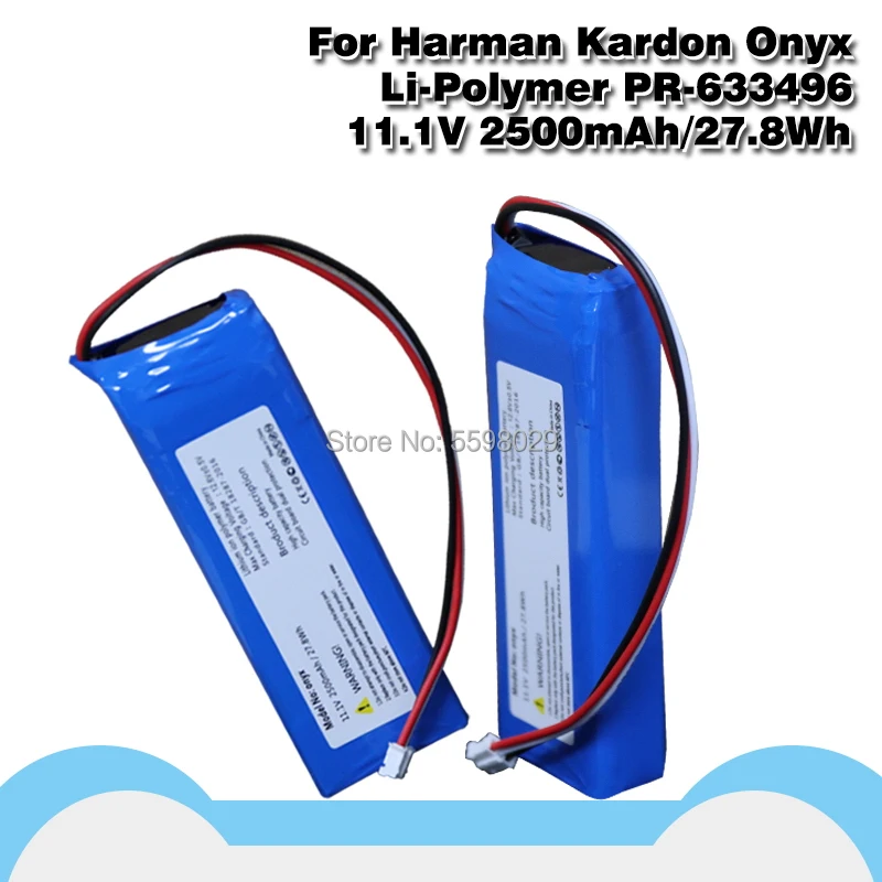 Speaker Loudspeaker Battery For Harman Kardon Onyx PR-633496 11.1V 2500mah Li-Polymer Acumulator 3-wire Plug