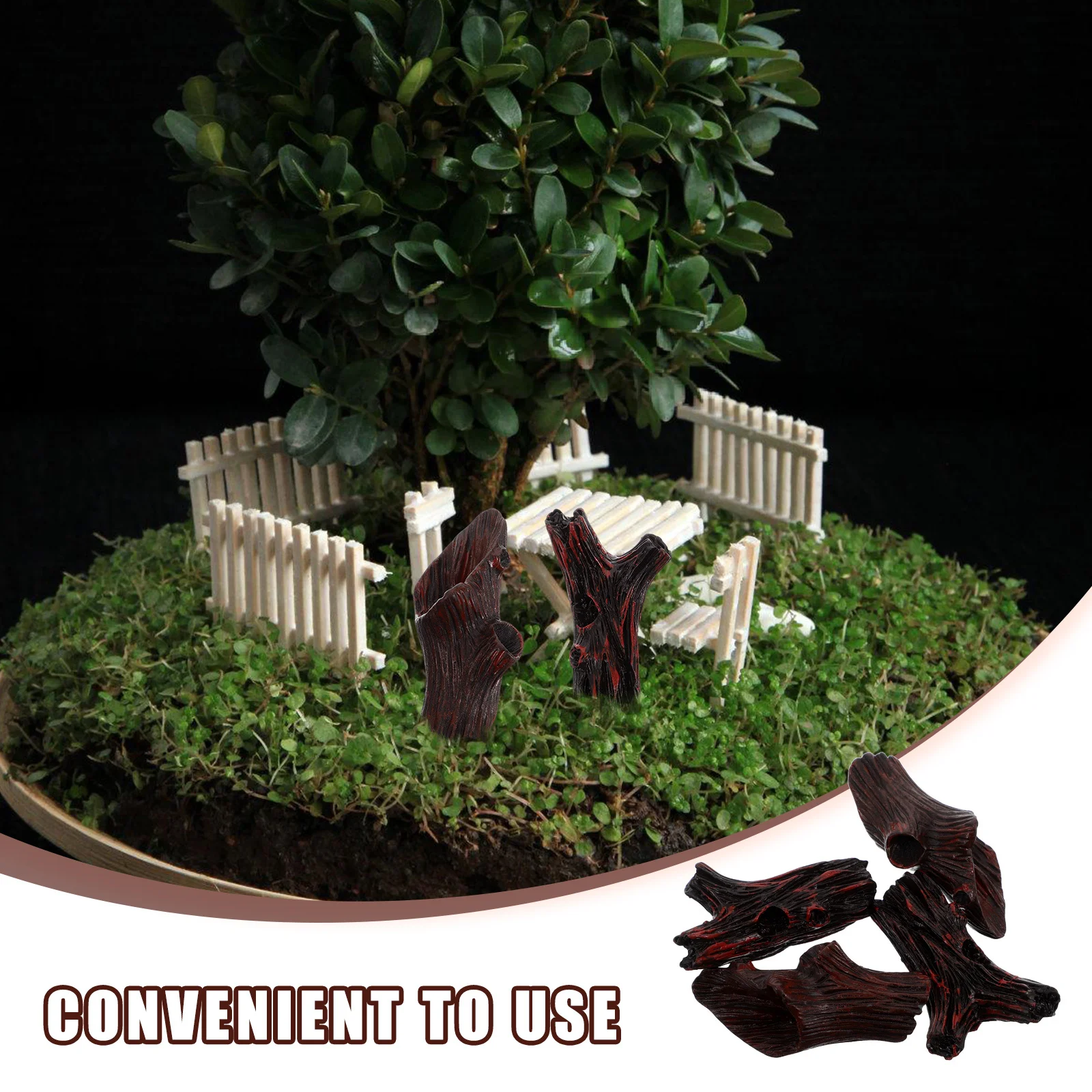 4Pcs Miniature Tree Stump Ornaments Realistic Simulation Stump for Moss Terrarium DIY Micro Landscape Home Garden Decor