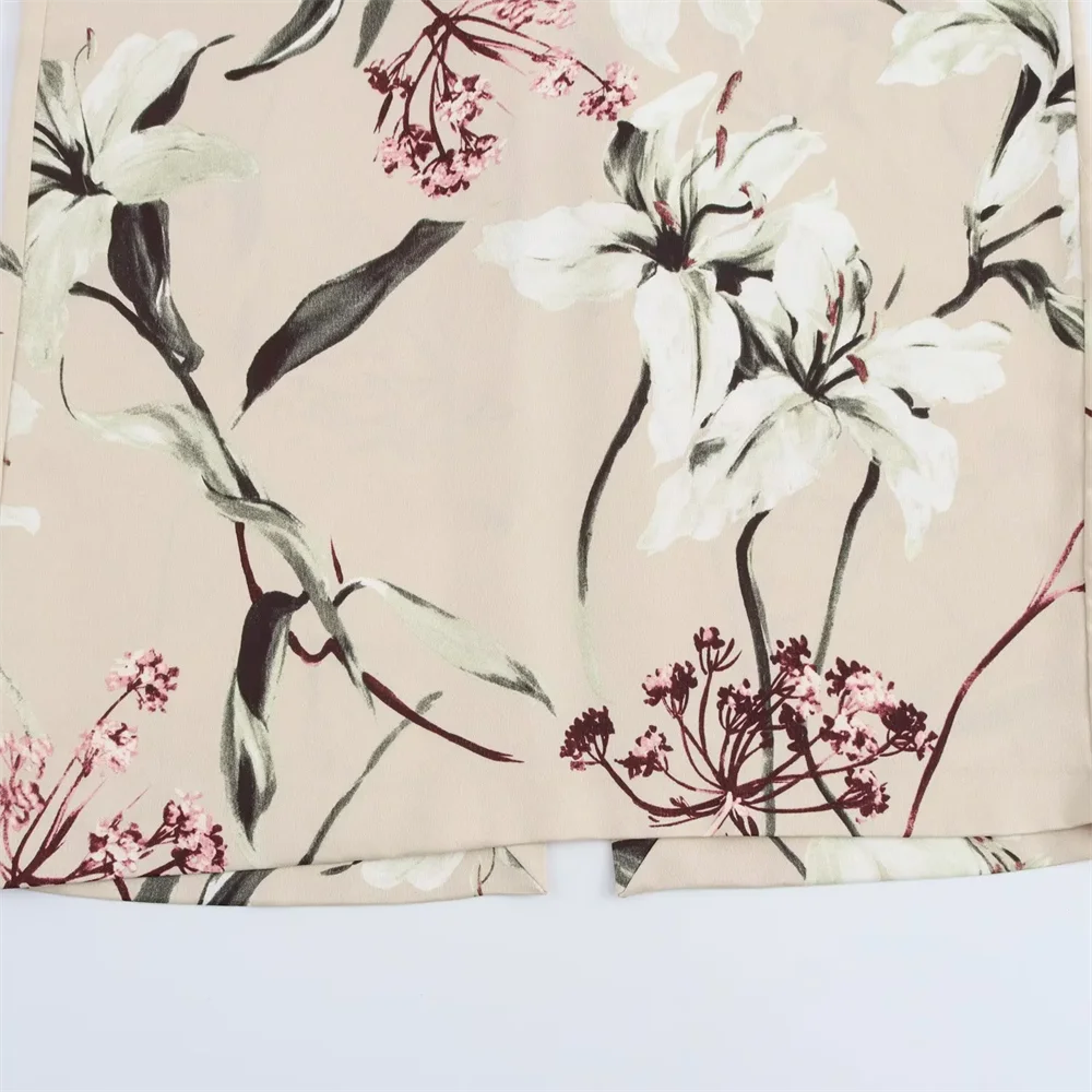 RARA bloemenprint satijnen textuur elegante lange slanke hoge taille casual jurk dameskleding lente nieuwe producten