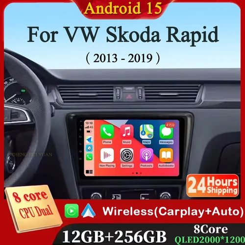 Para VW Skoda Rapid 2013 2014 2015 2016 2017 2018 2019 Android 15 Radio GPS Multimedia para asiento Toledo 2015-2018 carplay RDS WIFI