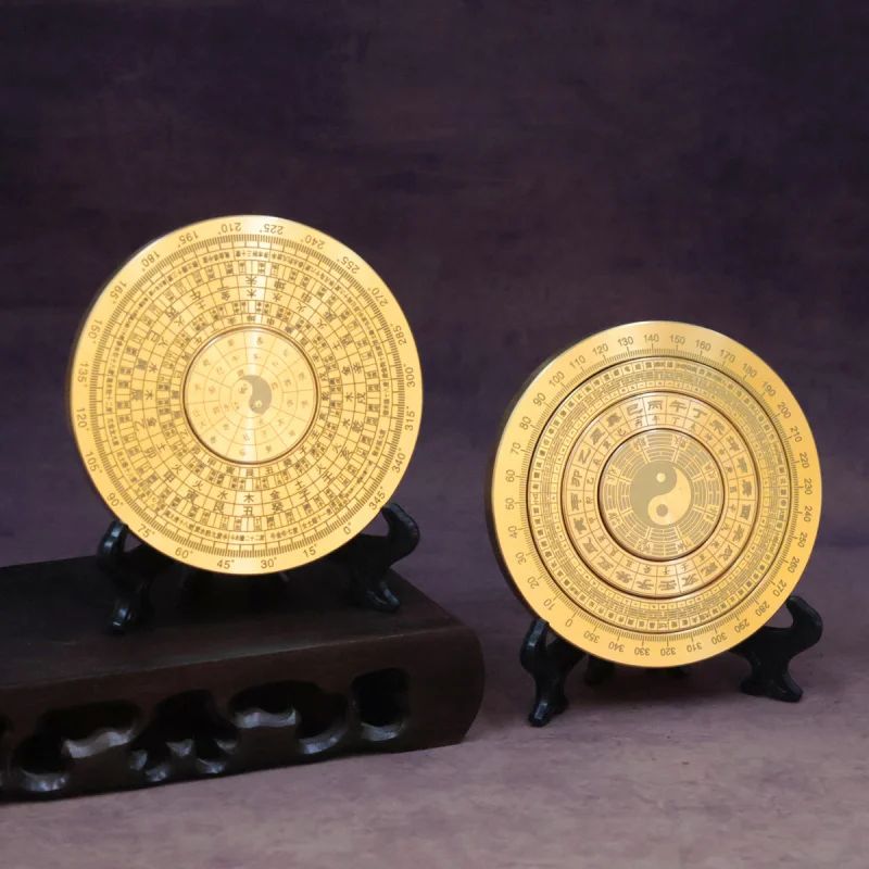Multi-Circle Rotating Solid Brass Feng Shui Bagua Ornament Tai Chi Zhouyi Compass Handheld Mini Stress Relief