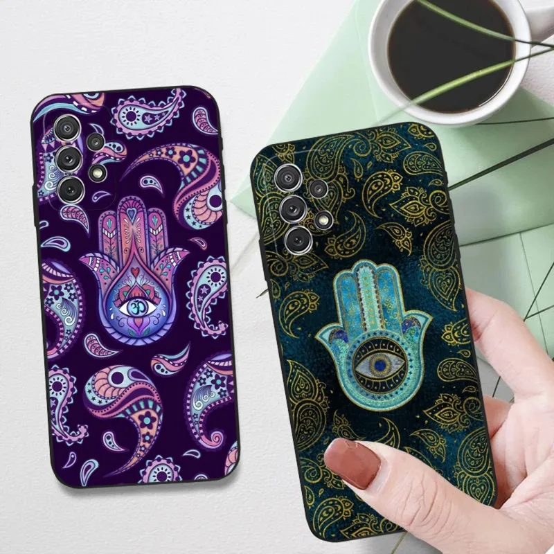 Hamsa Hand Of Fatima Phone Case Funda For Samsung S22 S23 S30 S21 S20 S9 S10 S8 S7 S6 Pro Plus Edge Ultra Fe Silicone Soft Coque