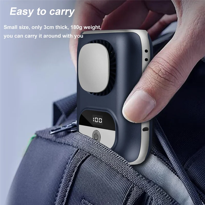 【GLAD】Clip-On Personal Neck Fan Portable 4000Mah Waist Fan LED 12H Run Time 5-Speed Settings For Body Cooling For Camping Worksi