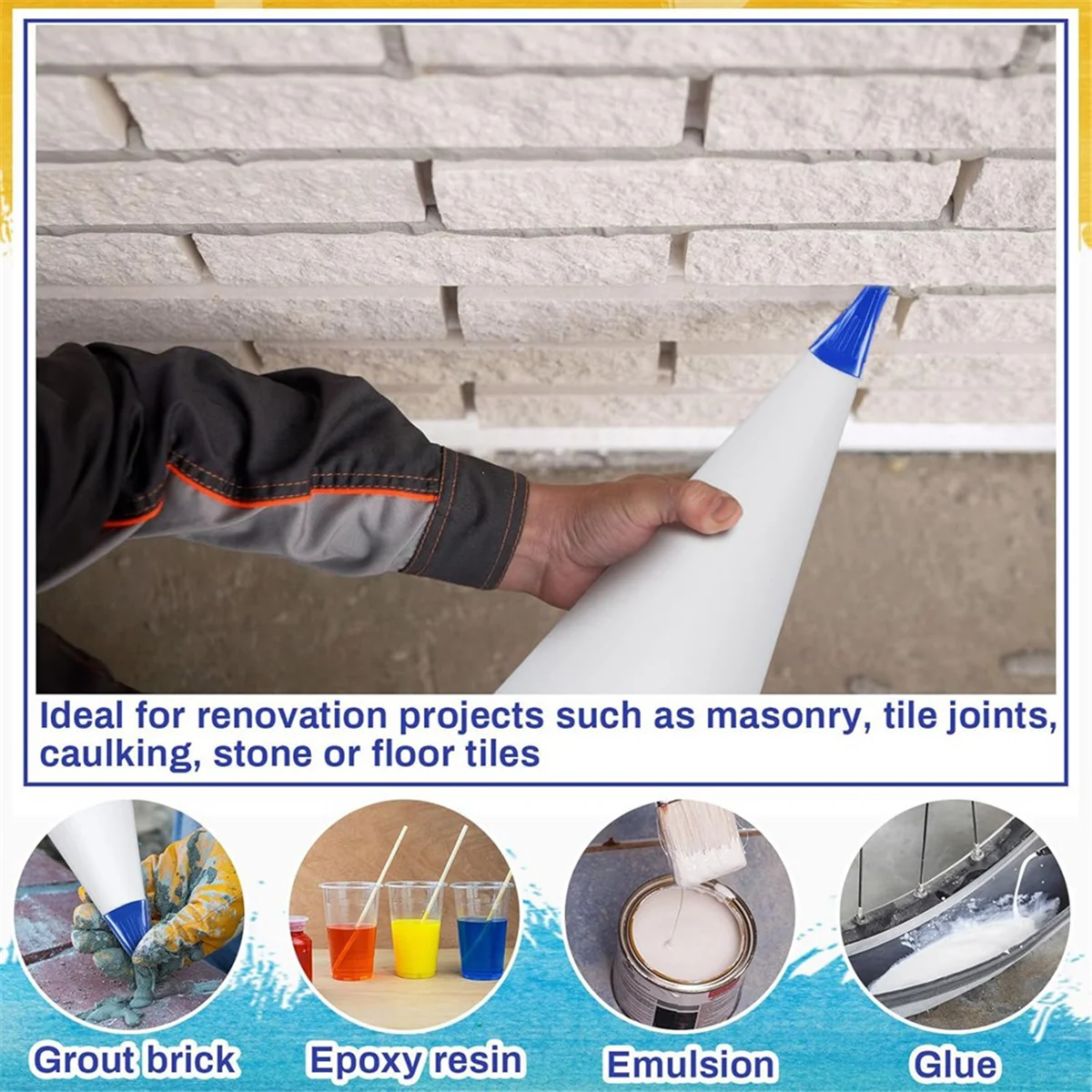 

AA8710Pcs Tile Grout Masonry Mortar Bag with Molded in Tip Tear Puncture-Resistant Heavy Duty Vinyl Piping Cement Bag Blue