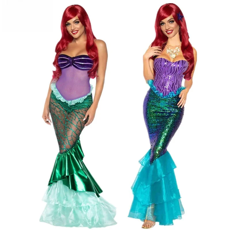 大人セクシーな透かし彫りマーメイドプリンセス ローライン ハロウィンコスチューム パフォーマンス オフステージコスチューム キラキラ輝くイブニングガウン