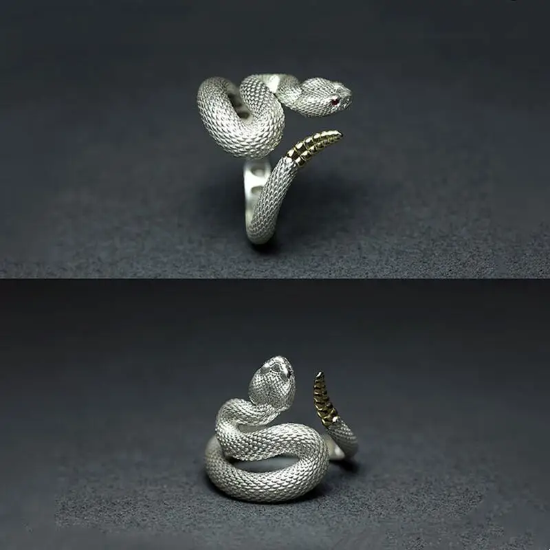 2024 New Vintage Snake Ring For Men Women Fashion Exquisite Punk Black White Rattlesnake Couple Ring Gothic Luxury Jewelry Gift