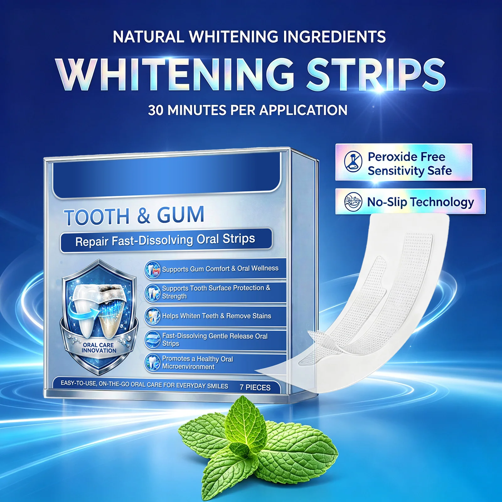 Teeth Whitening Strips for Sensitive Teeth – Enamel-Safe, White Teeth Strips to Remove Stains from Coffee, Tea, Smoking & Wine