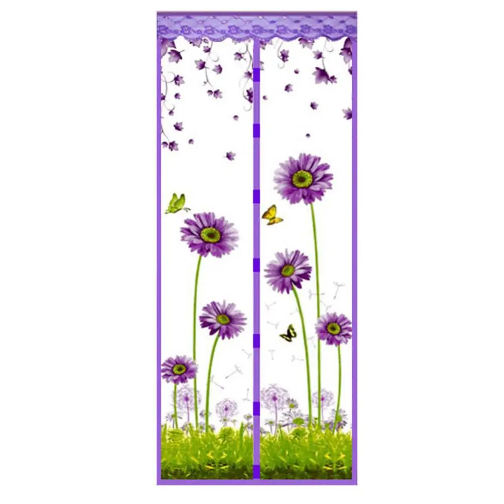 Flower Butterfly Summer Magnetic Window Door Anti Mosquito Bug Mesh Net Curtain