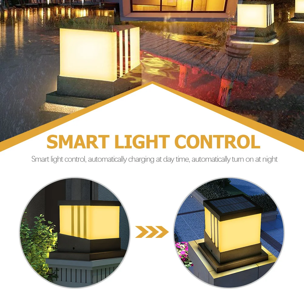 

Outdoor Solar Post Light Waterproof Garden Floor Lamp For Courtyard Lawn Pillar Lighting Exterior Column Lantern Solar