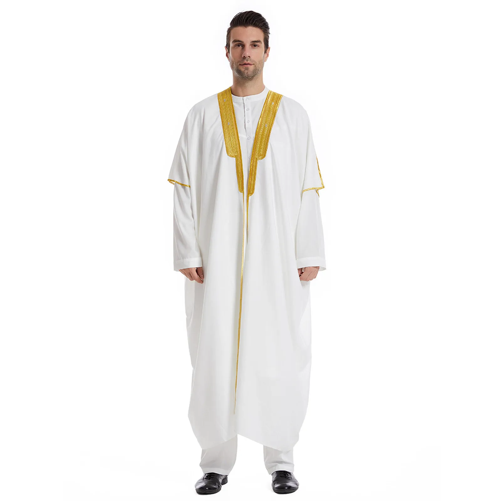 Kaftan bordado à mão masculino, caftan marroquino, solto e respirável, Djellaba, Abaya Thobe, roupa muçulmana, Islã, verão, 2024