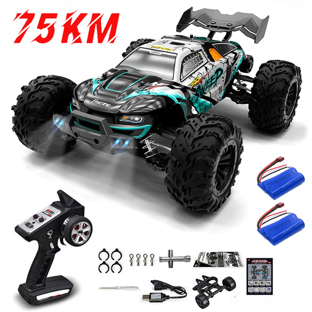 1:16 75 KM/H lub 50 KM/H 4WD RC samochód z samochody zdalnie sterowane LED Monster Truck do szybkiego dryfu dla dzieci Vs Wltoys 144001 zabawki