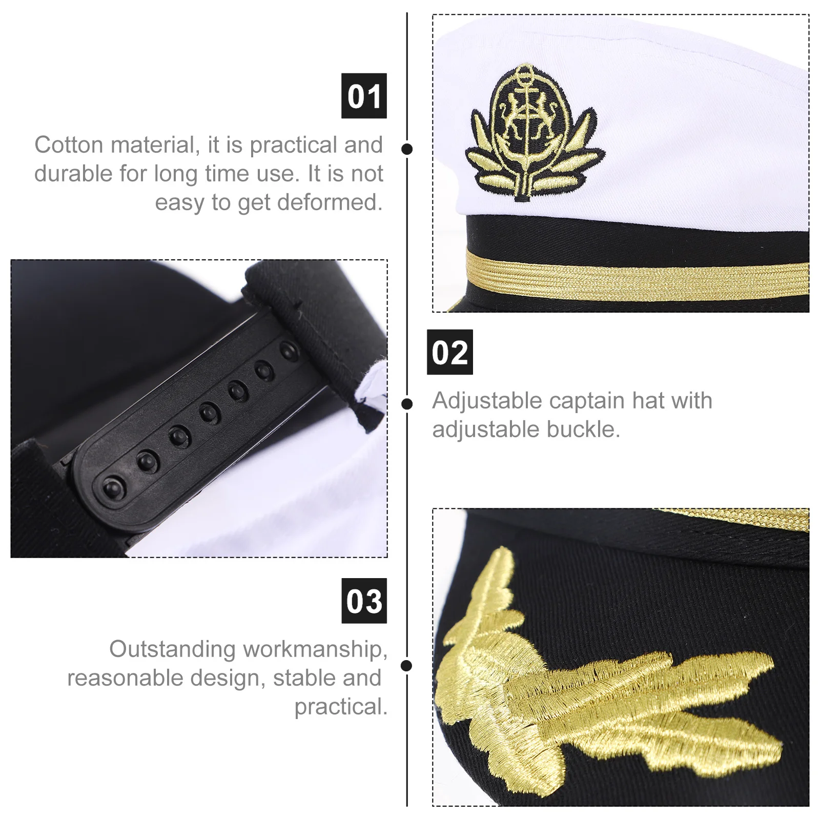 

Captain Hat Adjustable Buckle Boat Captain Hat for Men Women Party Sailor Costume Accessories Women Uv Party Supplies