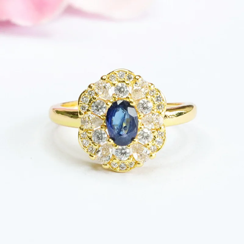 

Natural sapphire ring, colored treasure ring, finger ring, European and American fashion industry