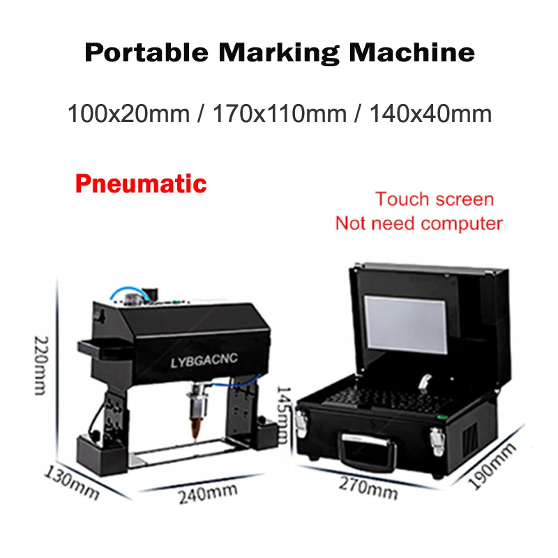 

Portable Engraving Pneumatic Marking Machine 100x20 170x110 140x40mm Touch Screen For Nameplate Cylinder Number Frame Chassis