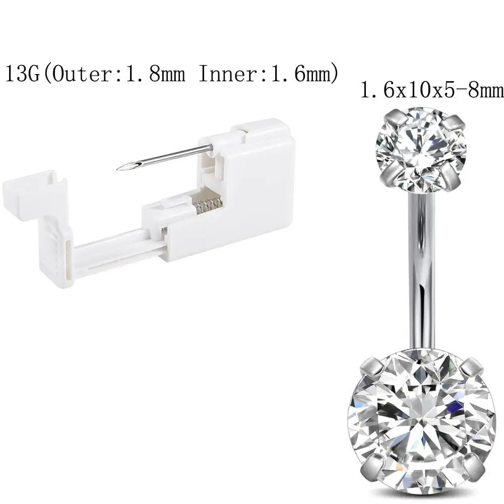1/4Pcs Set Belly Button Piercing Gun Includes Disposable Navel Self Piercing Gun Piercing Needles Piercing Clamp and Clean Tools