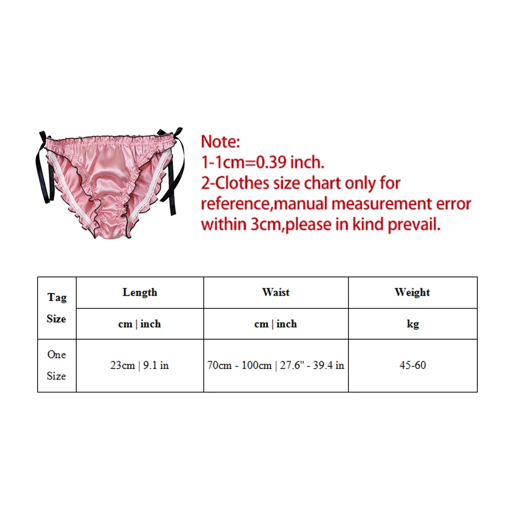 Women Silk Satin G-String Bow Lace-up Briefs Sexy Low Waist  Knickers Breathable Lightweight Briefs Elegant Ruffled Detailing