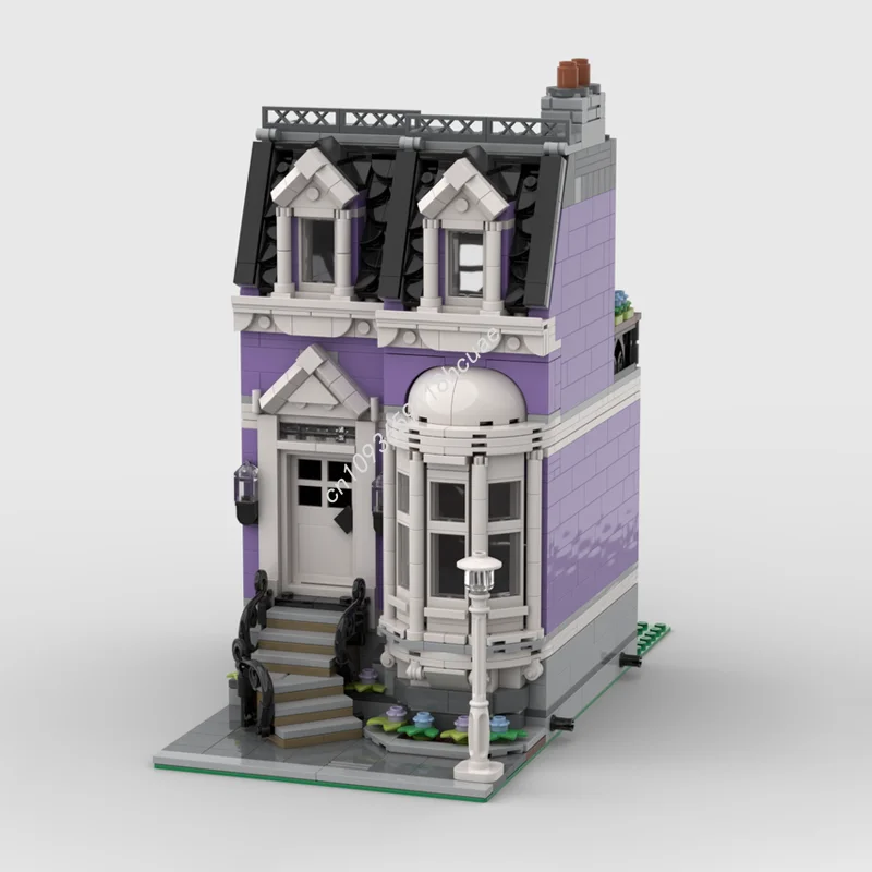 971 قطعة MOC تاون هاوس متوسطة الخزامى طبعة نموذج بناء هدية الكريسماس كتل العمارة لتقوم بها بنفسك لعبة التعليم الإبداعي الطوب #2