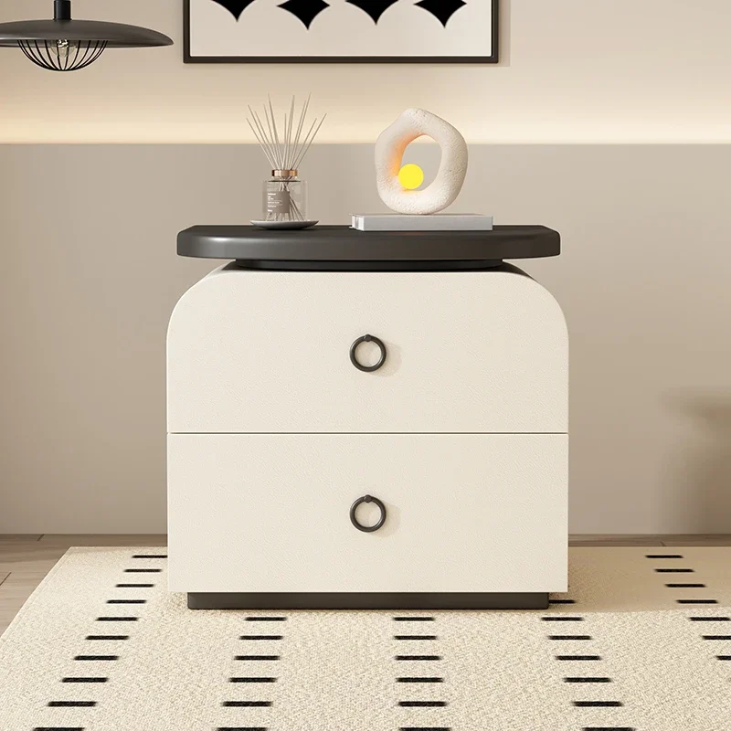 

Cream Modern Unique Nightstands Drawers Small Cute Space Saving Bedsides Table Minimalist Nordic Mesitas De Noche Home Furniture