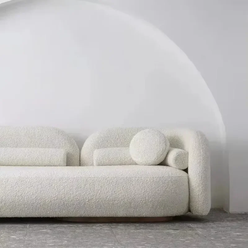 Nordic post-modern light luxury fabric sofa small apartment lamb wool sofa
