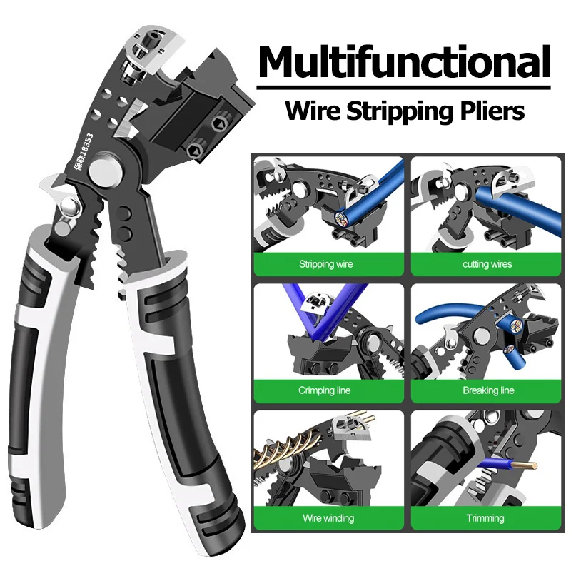 Crimper Cable Cutter Electrician Multifunctional Wire Stripping Pliers Winding Bending Crimping Breaking Cable Crimping Pliers