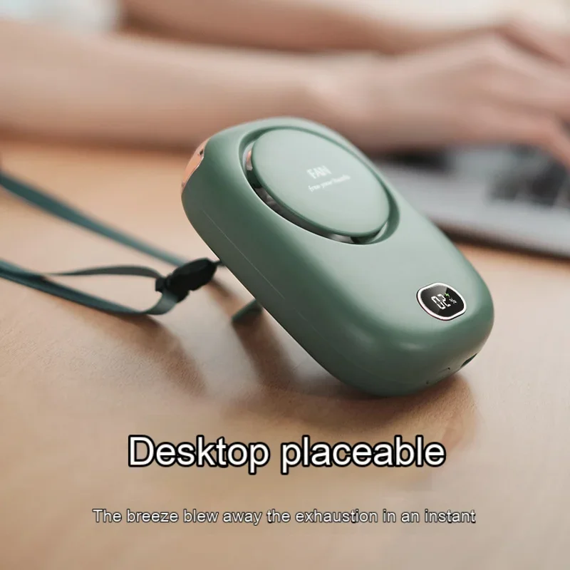 Neuer tragbarer Mini-Ventilator zum Aufhängen, wiederaufladbar, blattloser Turbo, extrem leiser Handventilator für Studenten, Outdoor-Sport, Reisen – Detail 3