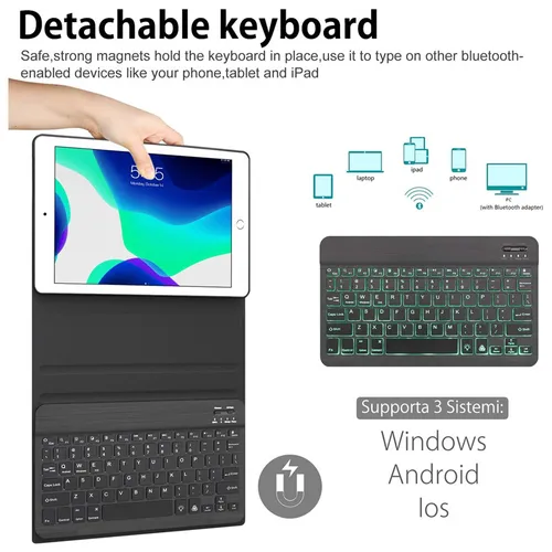 Imagen 2 del producto Funda con teclado retroiluminado para Xiaomi Redmi Pad Pro 2024, Funda para teclado ruso, hebreo y español de 12,1 pulgadas, Funda para Redmi Pad Pro 12,1