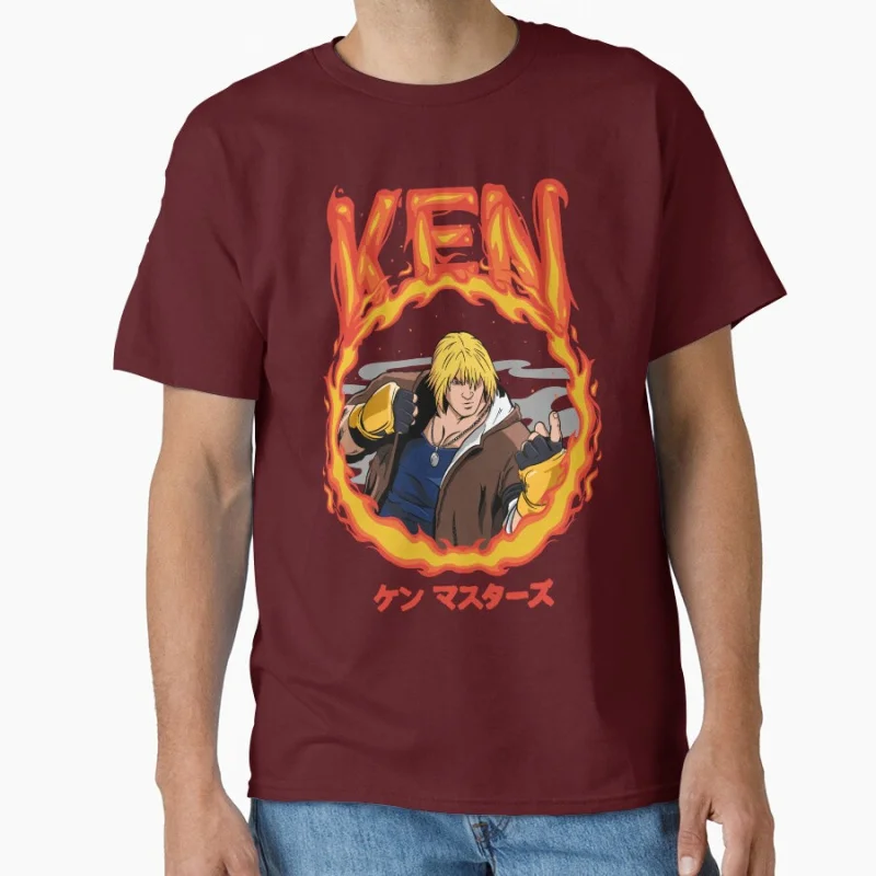 Ken Masters 80s Combat Game Classic Cartoon Arcade Street Fighter Gift  T-shirt for man Large size Tops 100% cotton printed