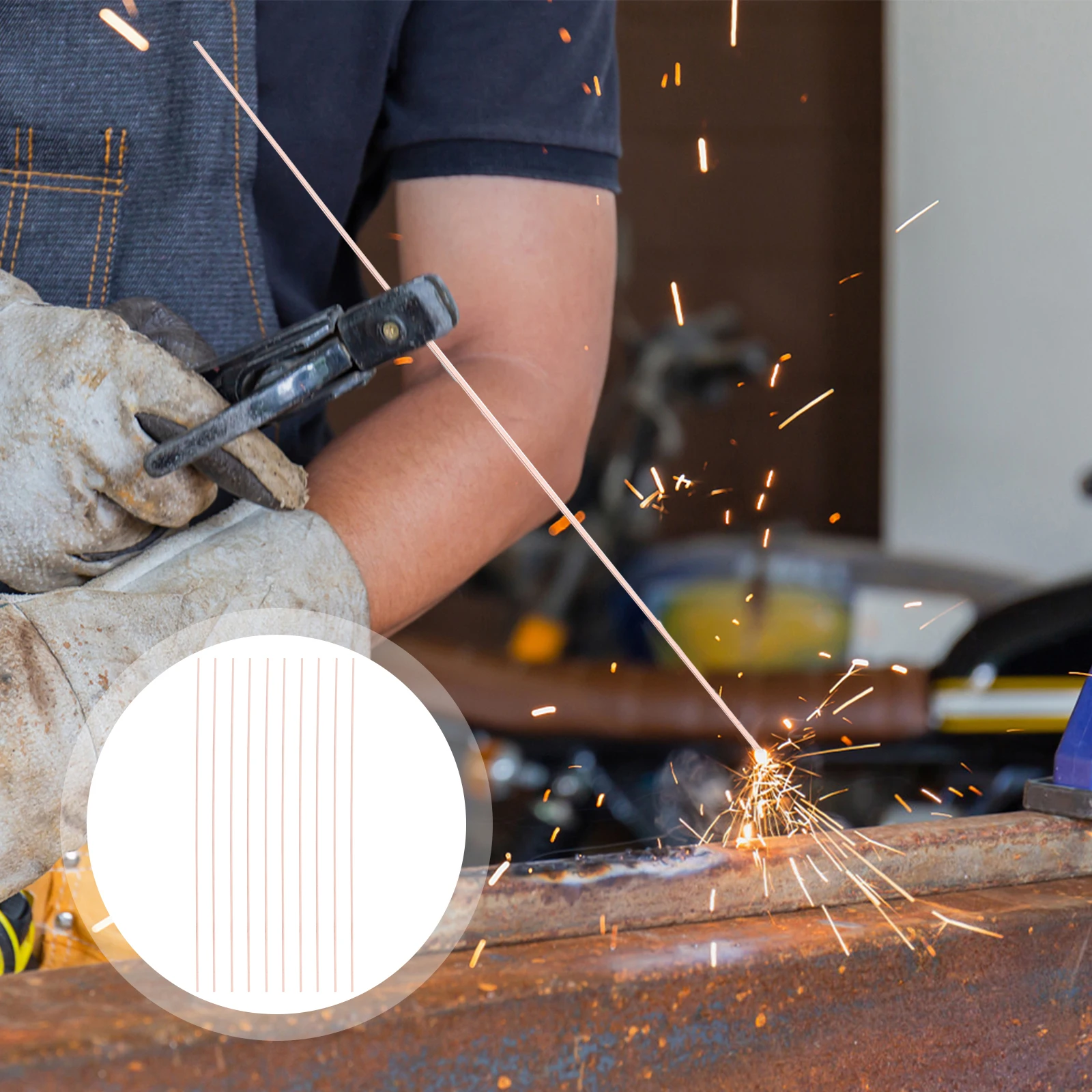 

10Pcs Copper Welding Flat Rods Flat Bars High Temperature Resistant for Copper Tubing Refrigeration Air Conditioner Repair