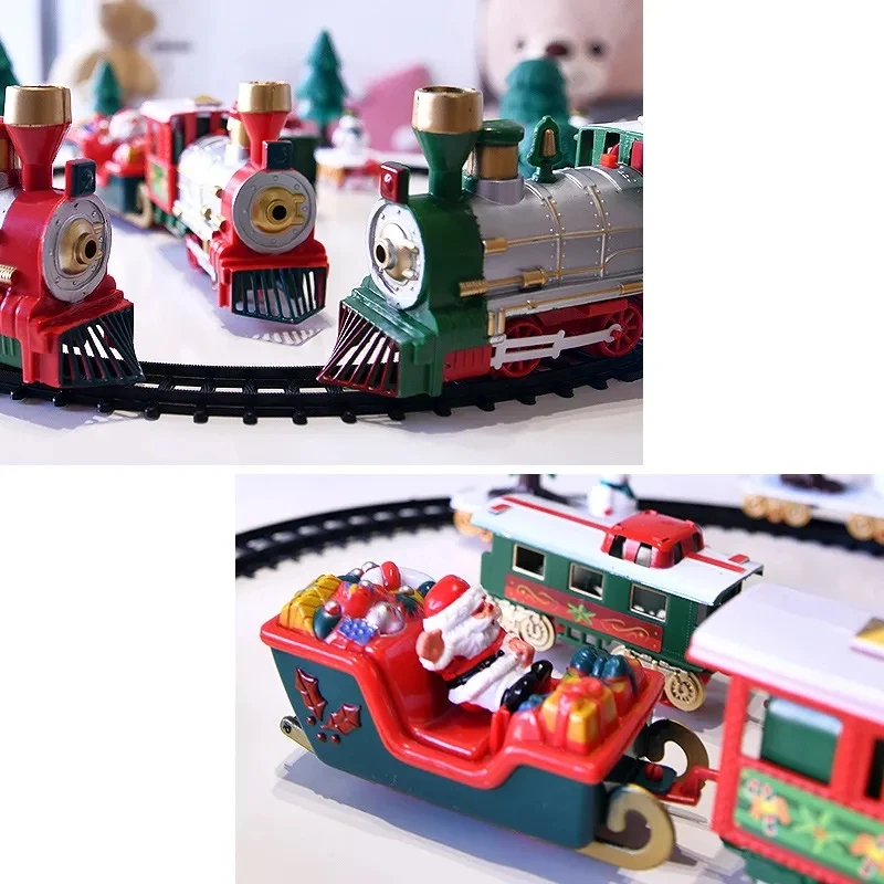 Electric Christmas Train Toys Railway Cars Racing Tracks With Music Santa Claus Christmas Tree Decoration Train Model Toys Gifts