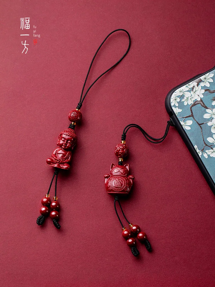 New Cinnabar Cat Gourd Baby Buddha Paw Purple Sand and Women's Mobile Phone Chains, Pendants, and Ropes As a Gift for Mothers