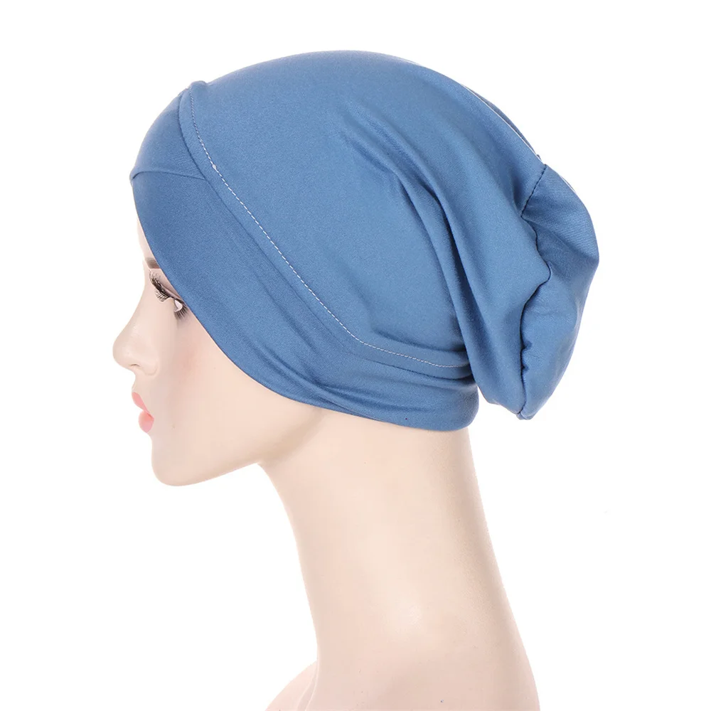 Nouvelle casquette Hijab intérieure pour femmes musulmanes, sous-écharpe, écharpe de tête de couleur unie, bandeau croisé, foulard Turban musulman