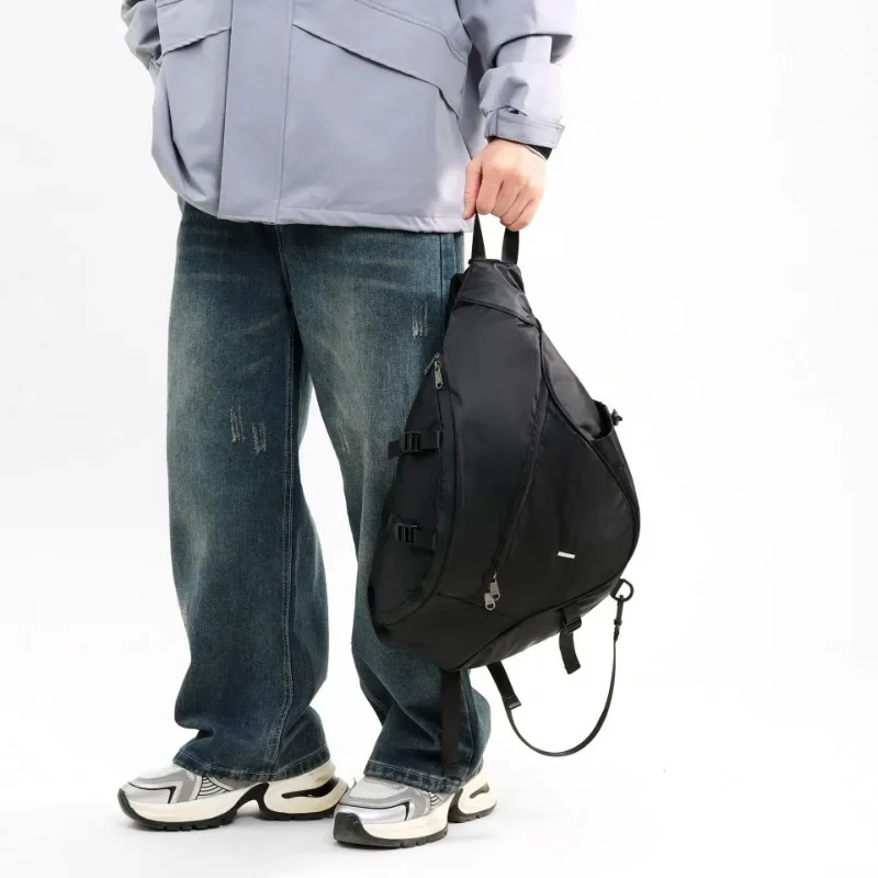 Large Capacity Men's Chest Pack Casual Hip Hop Travel Unisex Crossbody Bag Nylon Storage Shoulder Bag Motocycle Backpack