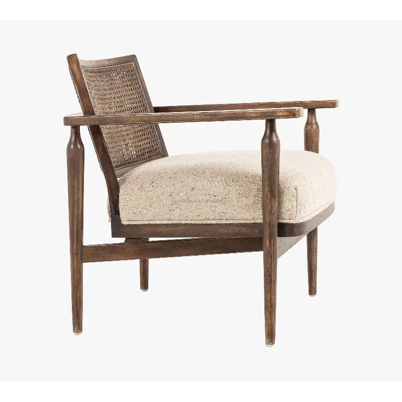 High quality armchairs Living room Dining room Solid wood frame Rattan recliner