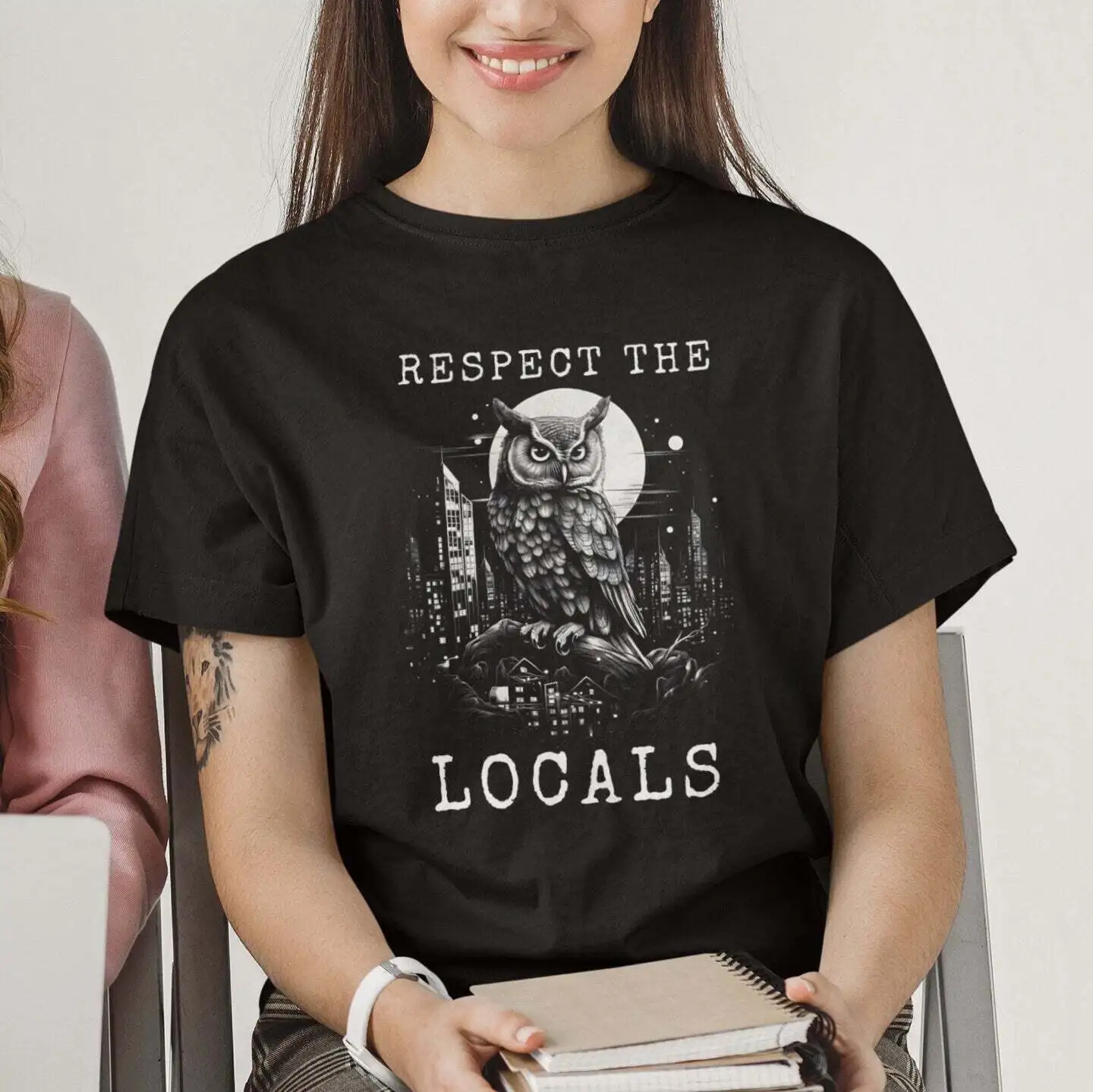 Respect The Locals Owl Black T-shirt