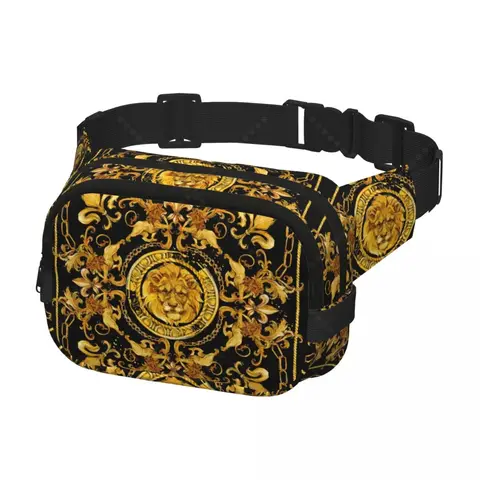 Gold Lion Trendig ryggsäck crossbody fyrkantig dubbellagers midjeväska rese- och träningstillbehör 8 best sales lejonväska - №4