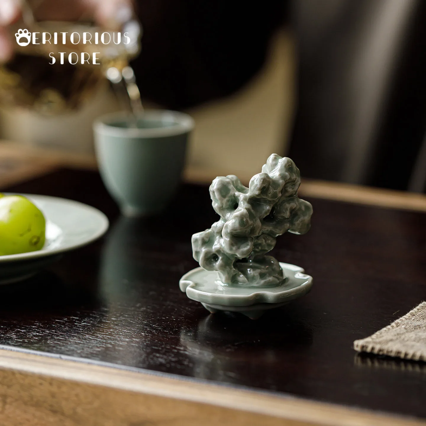 Creative Taihu Stone Ceramic Tea Pet Chinese Teapet Figurine For Tea Ceremony Desktop Decoration Table Ornament Gift Figurines view 3