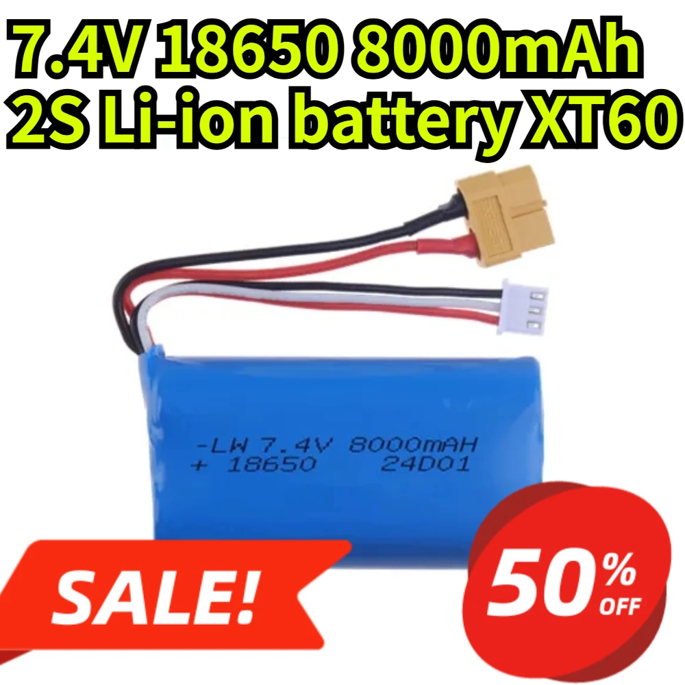 

Аккумулятор литий-ионный 7.4В 18650 8000мАч 2S с разъемом XT60 для радиоуправляемых танков Henglong 3818, 3819, 3838, 3878, 3888, 3898, 3909, 3918, 3938, 3939, масштаб 1/16, запчасти для игрушек